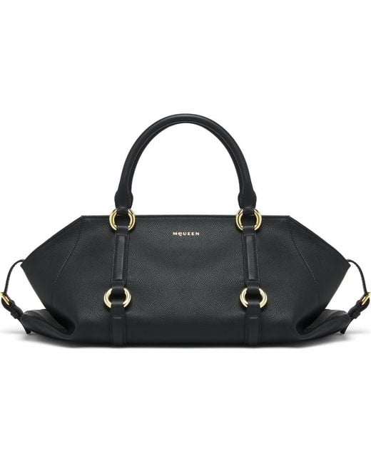 Alexander McQueen Black Medium Farringdon Leather Satchel