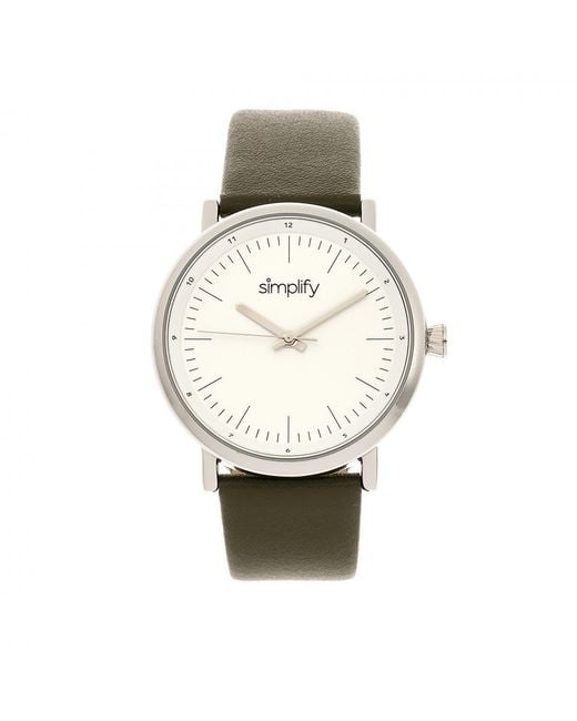 Simplify Metallic The 6200 Leather-Strap Watch for men