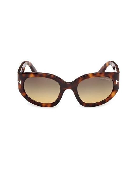 Tom Ford Brown Arizona 53Mm Gradient Rectangular Sunglasses