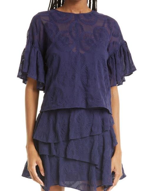 Ted Baker Blue Brionni Flutter Sleeve Top
