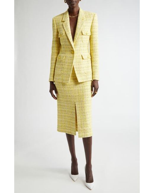 St. John Yellow Metallic Tweed One-Button Jacket