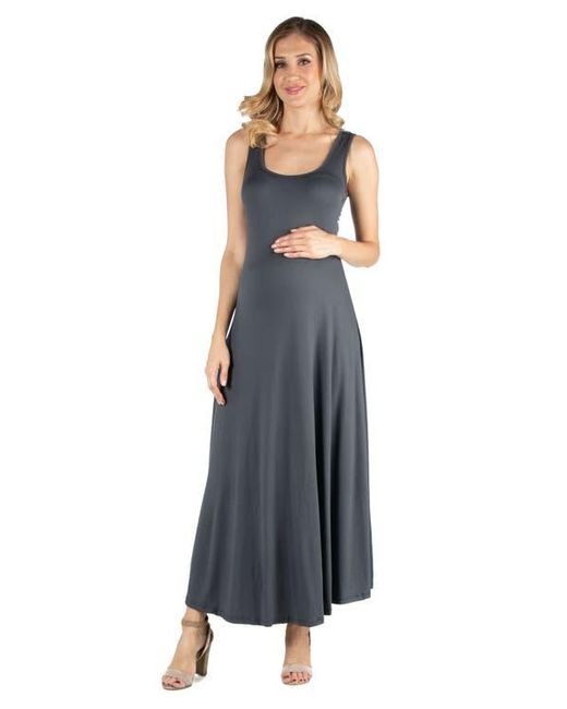 24seven Comfort Apparel Blue Maternity Slim Fit A-Line Sleeveless Maxi Dress
