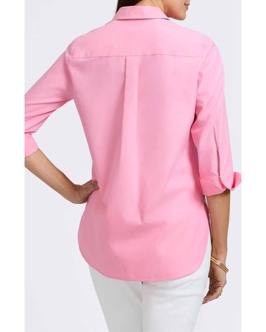 Foxcroft Pink Madison Popover Cotton Oxford Shirt