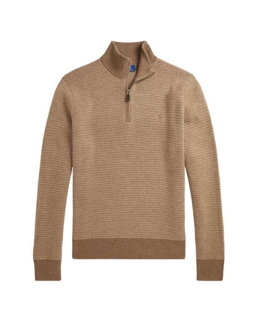 Polo Ralph Lauren Brown Textured Wool Quarter Zip Sweater for men