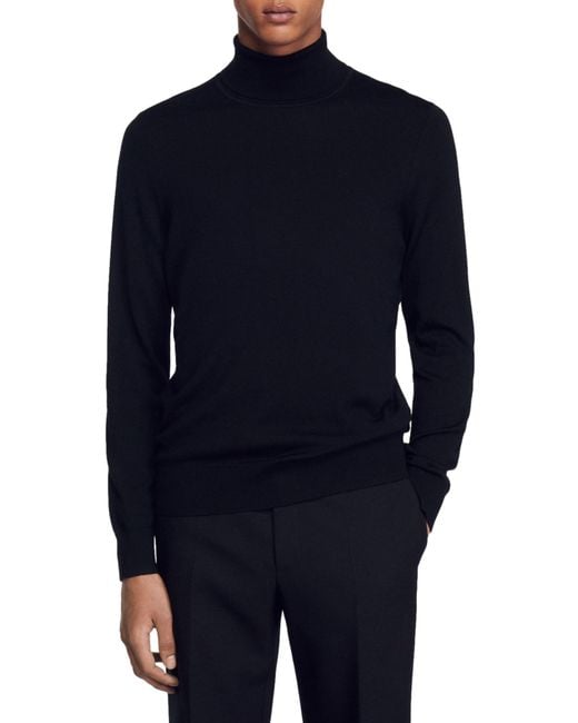 Sandro Blue Turtleneck Wool Sweater for men