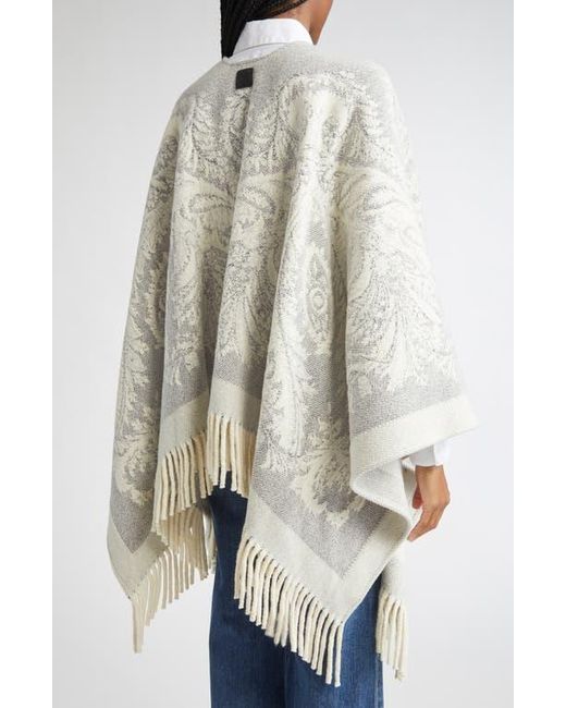 Etro White Paisley Jacquard Wool Cape