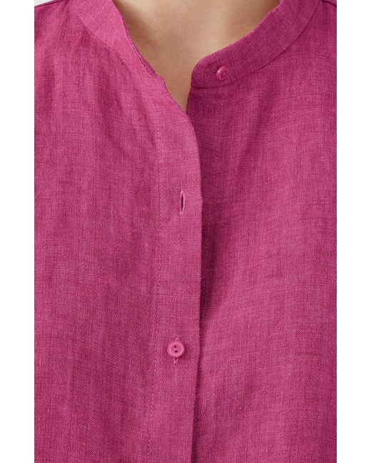 Eileen Fisher Pink Short Sleeve Organic Linen Button-up Shirt