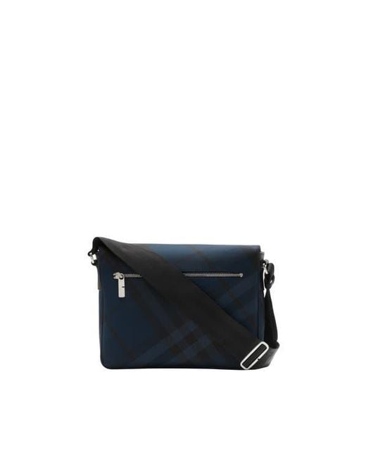 Burberry Blue Grid Messenger Bag for men