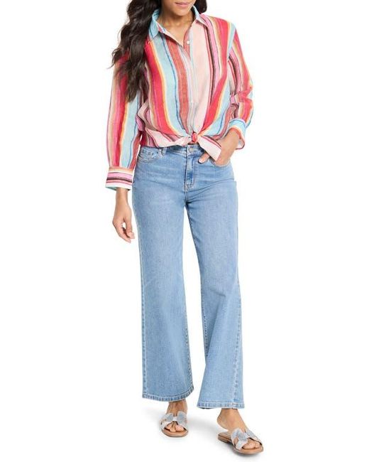 NIC+ZOE Red Horizon Breeze Stripe Button-Up Shirt