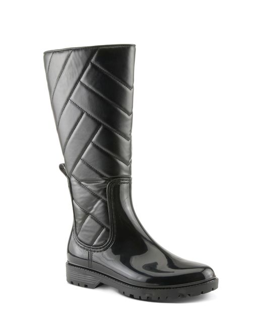 Spring Step Black Maiza Waterproof Quilted Rain Boot