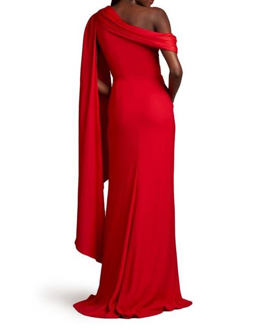 Tadashi Shoji Ember One-Shoulder Draped Gown in Red | Lyst