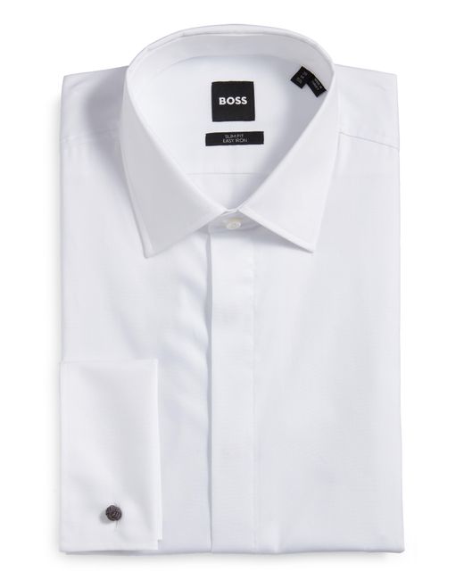 BOSS by HUGO BOSS Hank Slim Fit Easy Iron Tuxedo Shirt in White for Men
