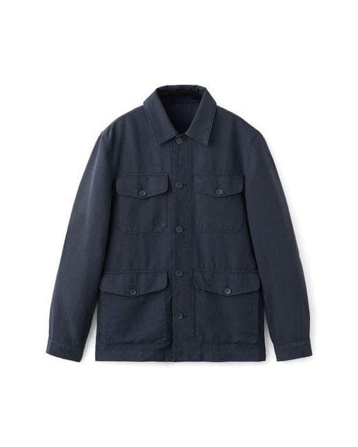 Mango Blue Button Front Chore Jacket for men