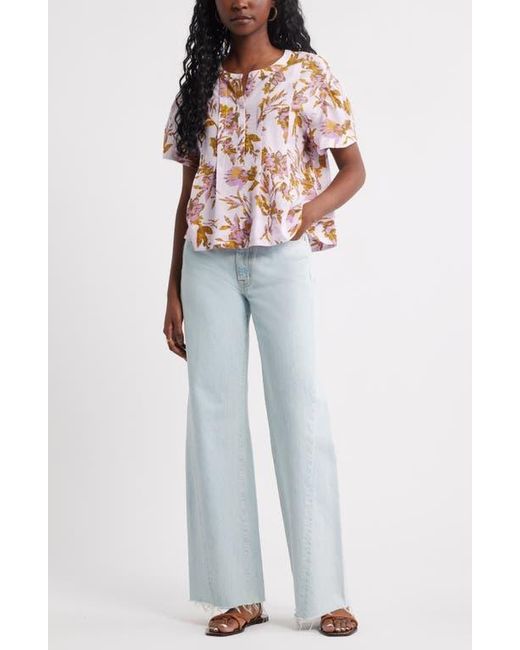 Treasure & Bond Multicolor Floral Pleated Boxy Top