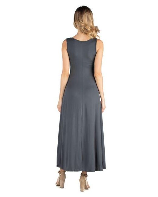 24seven Comfort Apparel Blue Maternity Slim Fit A-Line Sleeveless Maxi Dress