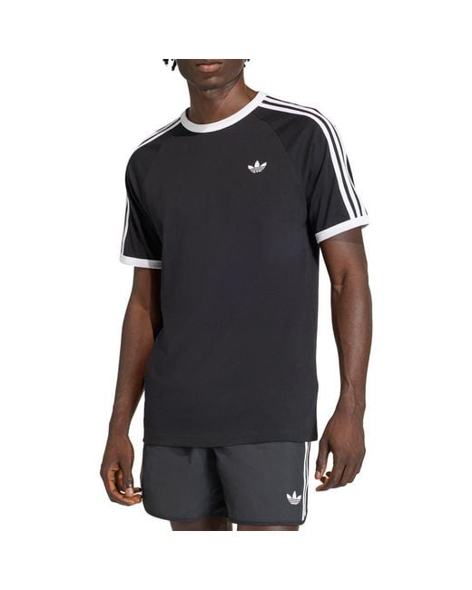 Adidas Black 3-Stripes Cotton T-Shirt for men