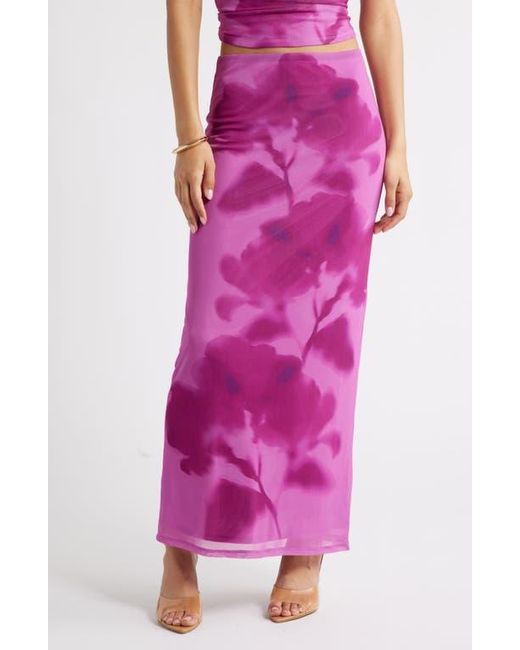 Open Edit Pink Mesh Maxi Skirt