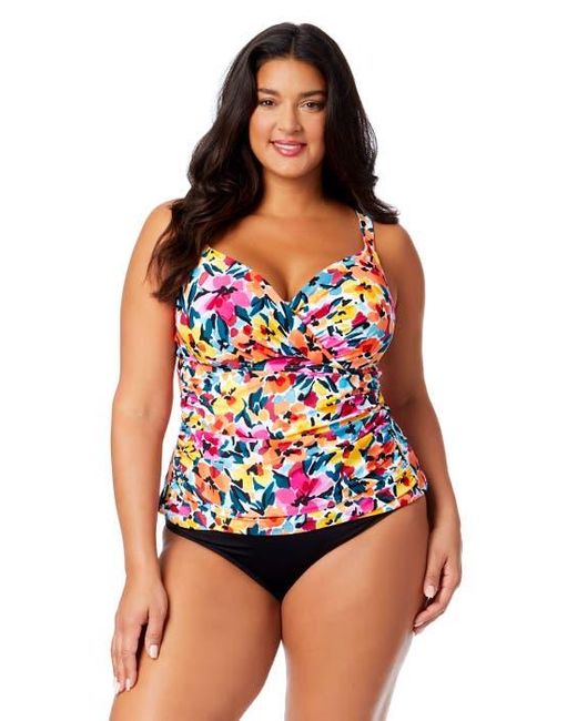 Anne Cole Multicolor Plus Twist Front Underwire Tankini Swim Top