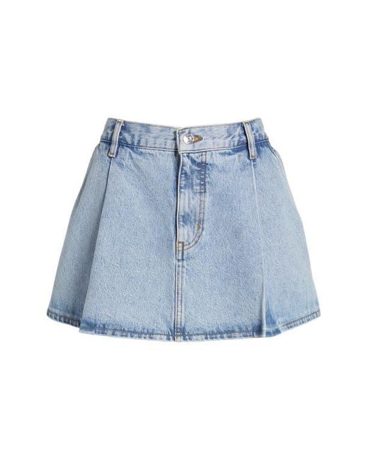 FRAME Blue Pleated Denim Miniskirt