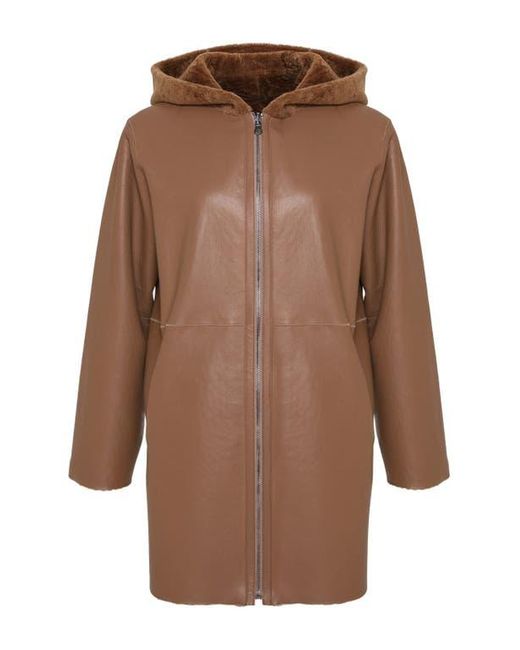 Gorski Brown Reversible Textured Shearling Lamb Jacket