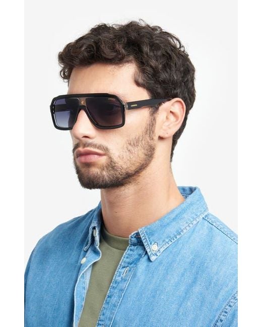 Carrera Black 60Mm Gradient Polarized Rectangular Sunglasses for men