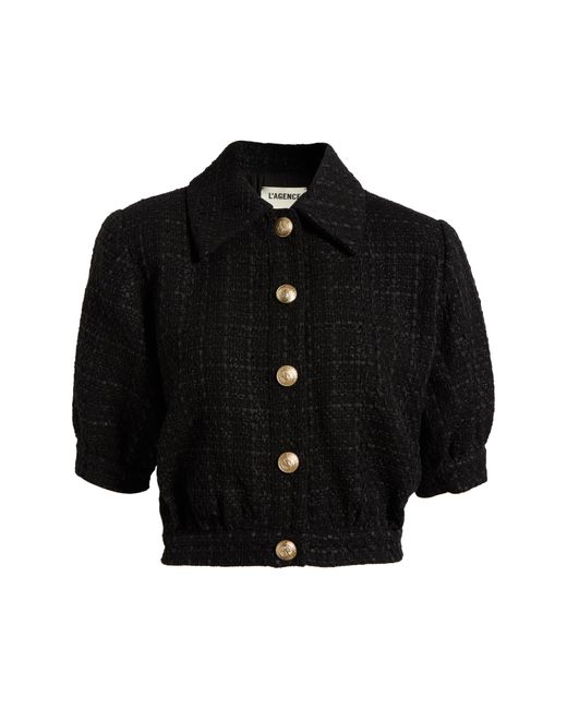 L'Agence Black Cove Tweed Crop Jacket