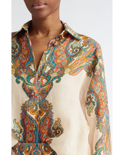 Zimmermann Multicolor Ottie Paisley Print Oversize Shirt