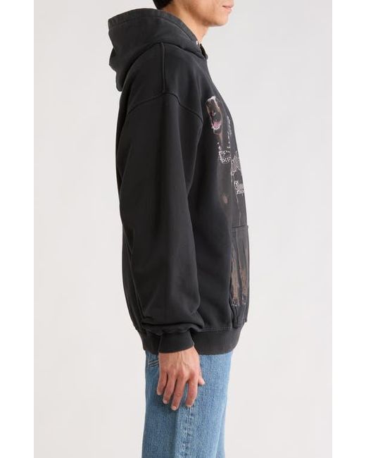 Represent Black Thoroughbred Oversize Cotton Graphic Hoodie for men