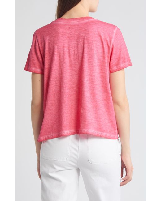 Eileen Fisher Pink V-neck Organic Cotton T-shirt