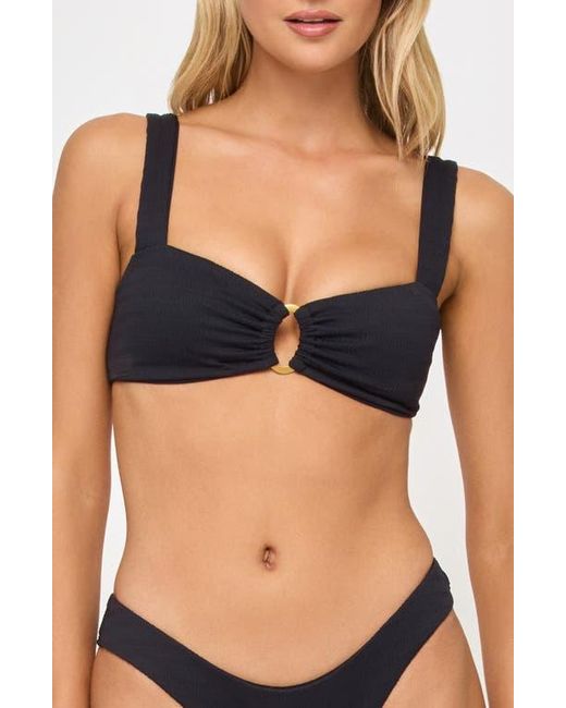 LSPACE Black Willow Pucker Textured Bikini Top