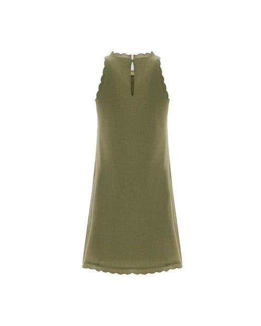 Monlicia Green Calia Cream Mini Linen Dress