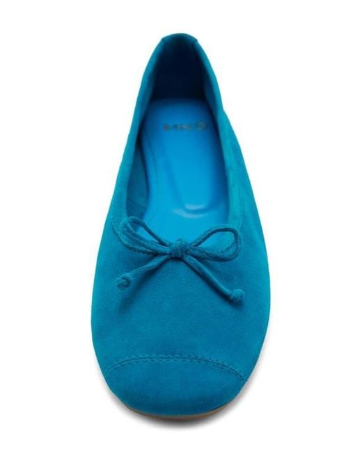 Mango Blue Cap Toe Suede Ballet Flat