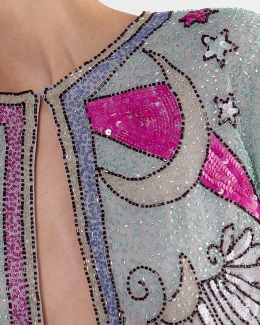 Nasty Gal Blue Celestial Placement Beaded Jacket