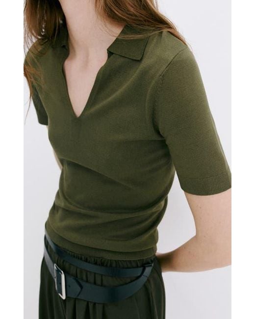 Mango Green Johnny Collar Polo