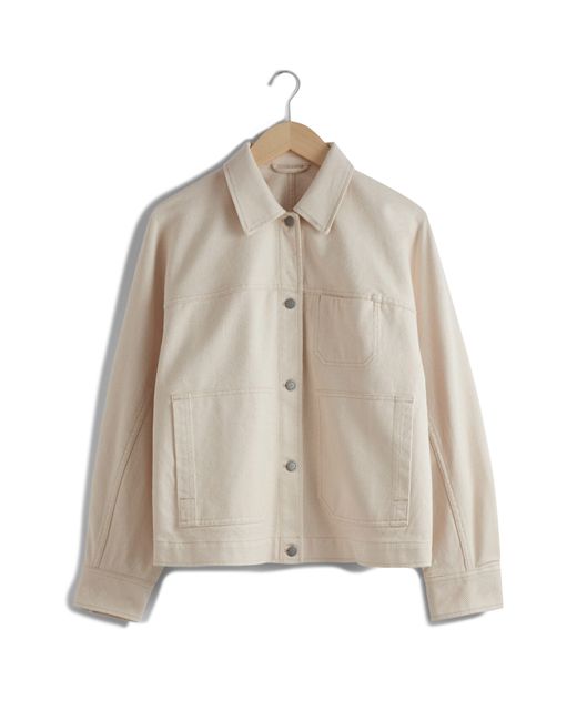 & Other Stories Natural & Olive Cotton Twill Overshirt