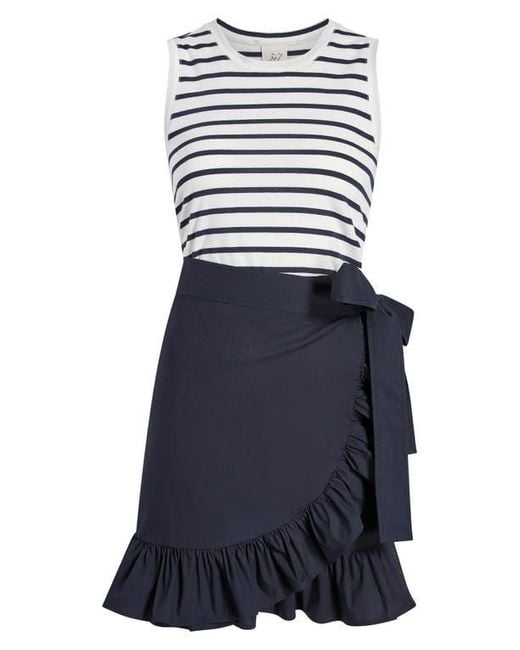 Cinq À Sept Blue Mahlia Stripe Ruffle Minidress