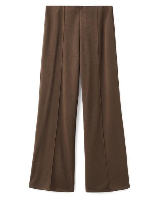 Mango Brown Pleated Wide Leg Pull-On Pants