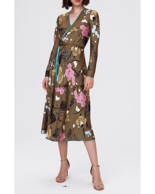 Diane von Furstenberg Multicolor Anika Long Sleeve Reversible Wrap Dress