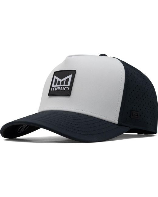 Melin Black Odysea Stacked Hydro Performance Snapback Hat for men