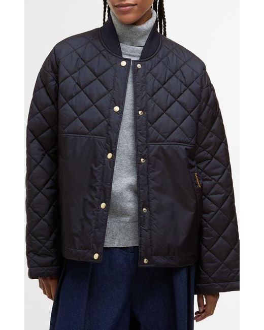 Barbour Black Wetherby Diamond Quilted Bomber Jacket