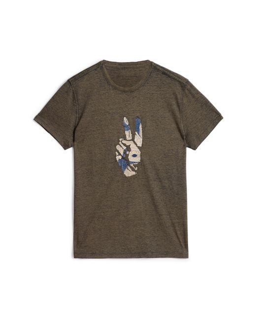 John Varvatos Green Embroidered Peace Sign T-shirt for men