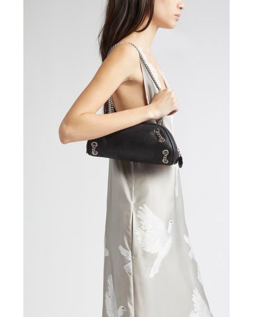 Stella McCartney Black Small Falabella Shaggy Deer Faux Leather Shoulder Bag