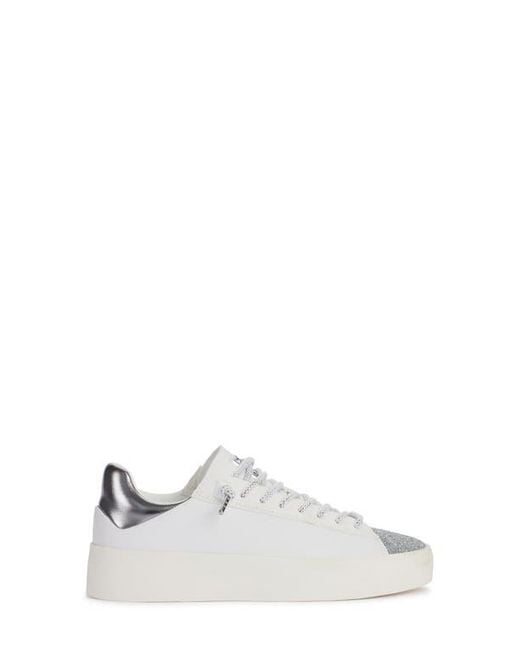 DKNY White Ginali Metallic Cap Toe Sneaker