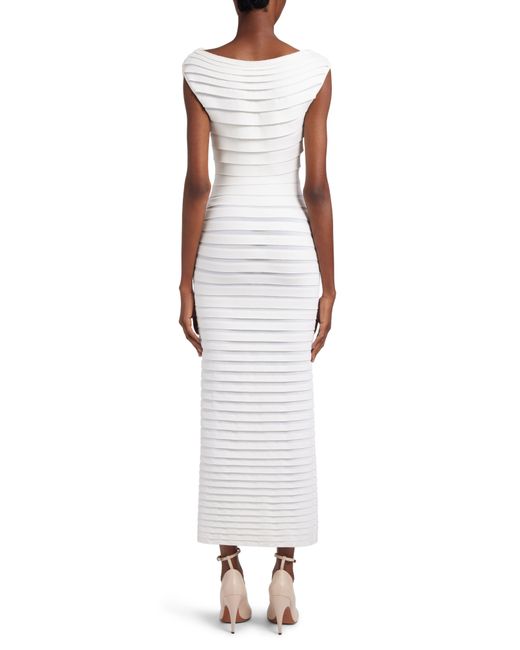 Alaïa White Tube Layered Stripe Dress
