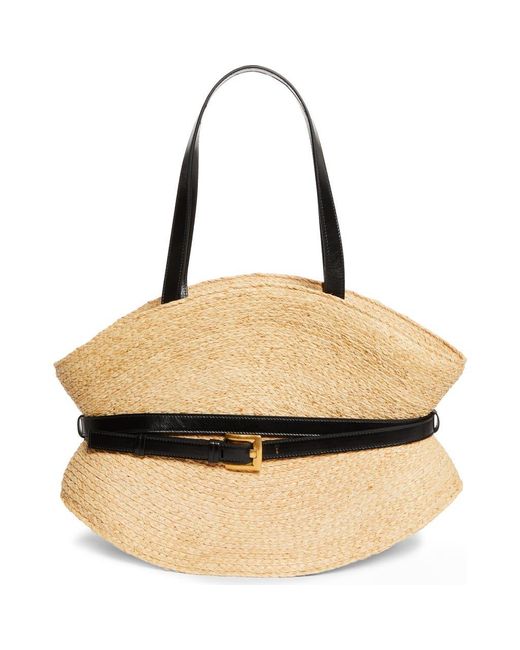 Balmain Black Medium Shuffle Raffia Tote