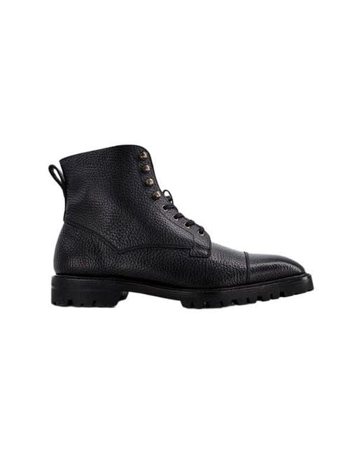 Anthony Veer Black Pembroke Cap-Toe Boot for men
