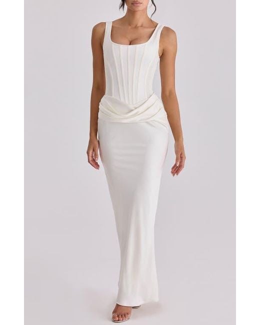 house of cb ivory corset dress Just arrived! HOUSE OF CB Solaine Ivory Lace Corset Maxi Size S RRP: $423 Hire: $100 #houseofcbdress #newcastledresshire #dress #formaldress