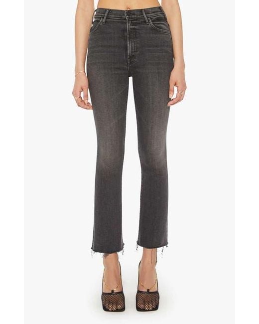 Mother Black The Hustler High Waist Fray Hem Ankle Bootcut Jeans