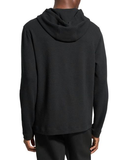 Theory Black Delroy Studio Textured Hoodie for men