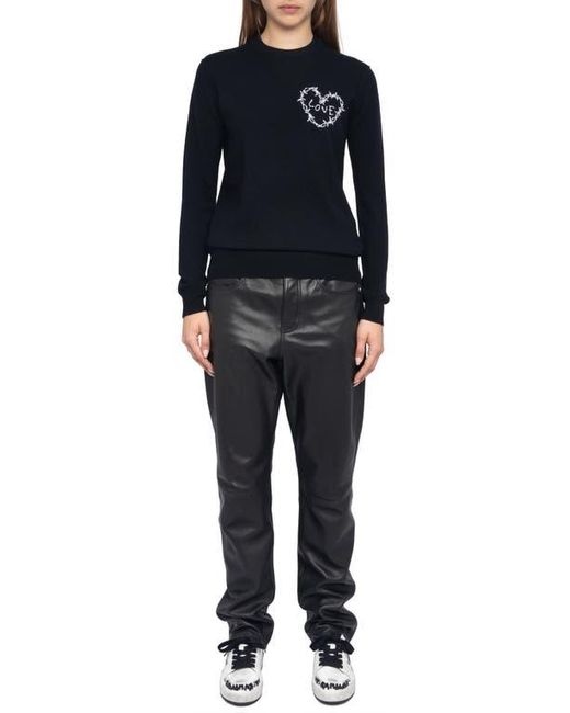 Zadig & Voltaire Black Kendy Heart Wool & Cashmere Sweater